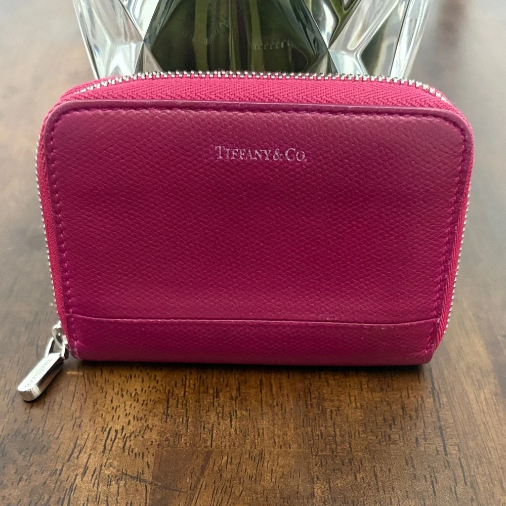 Tiffany & Co. Leather Zip Wallet Pouch Color: Raspberry in Euc. - Picture 2 of 12